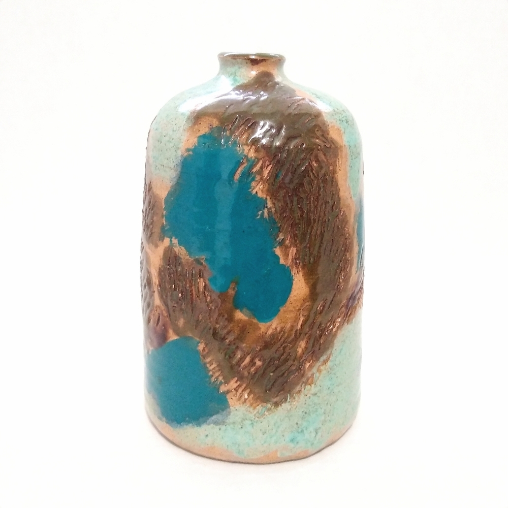 Signed JL mid century modern stoneware vase